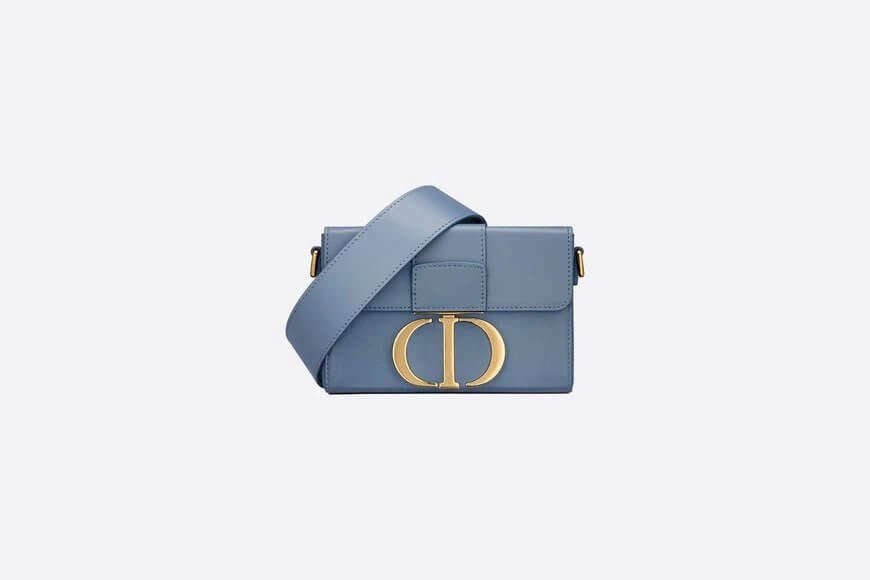 30 Montaigne Box Bag Denim Blue Box Calfskin
