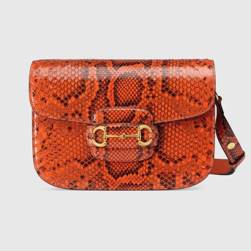 G*G Horsebit 1955 python small shoulder bag in orange | G*G® US
