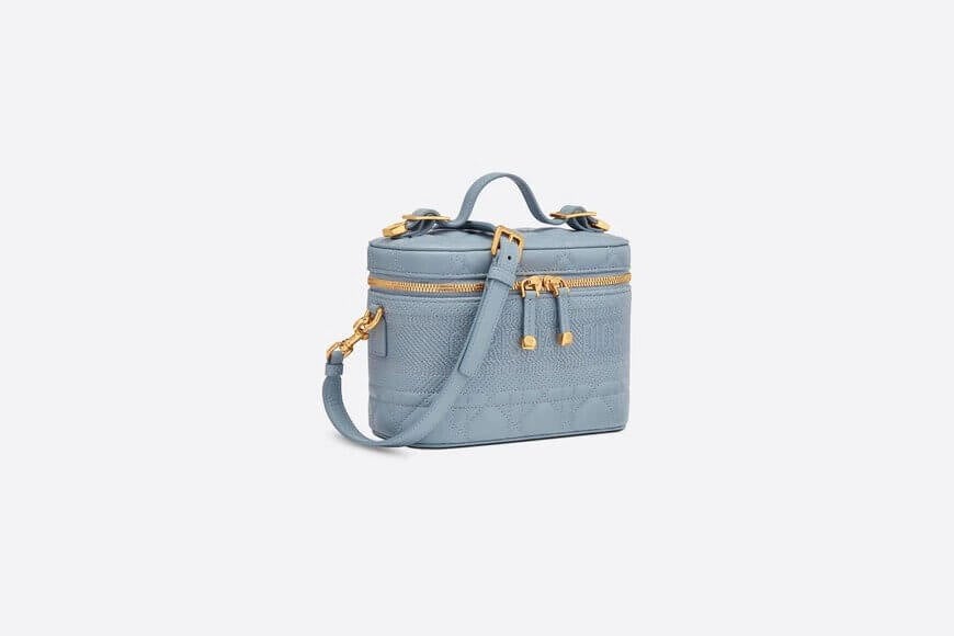 Small Di**rTravel Vanity Case Cloud Blue Cannage Lambskin