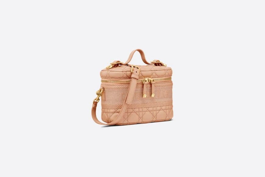 Small Di**rTravel Vanity Case Rose Des Vents Cannage Lambskin