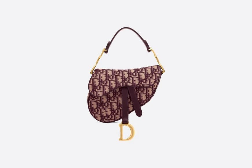 Mini Saddle Bag Burgundy Di**r Oblique Jacquard