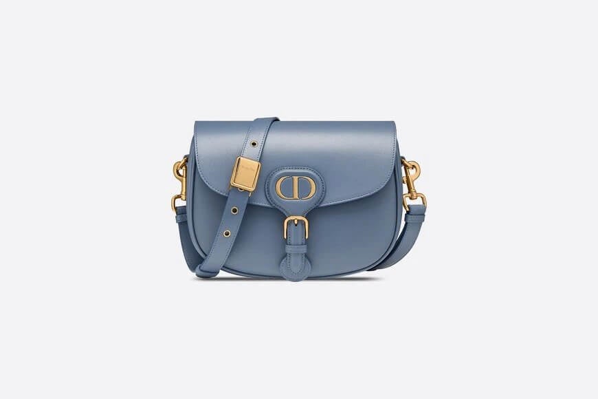 Medium Di**r Bobby Bag Denim Blue Box Calfskin