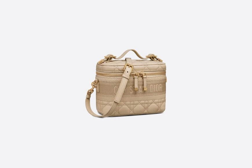 Small Di**rTravel Vanity Case Beige Cannage Lambskin