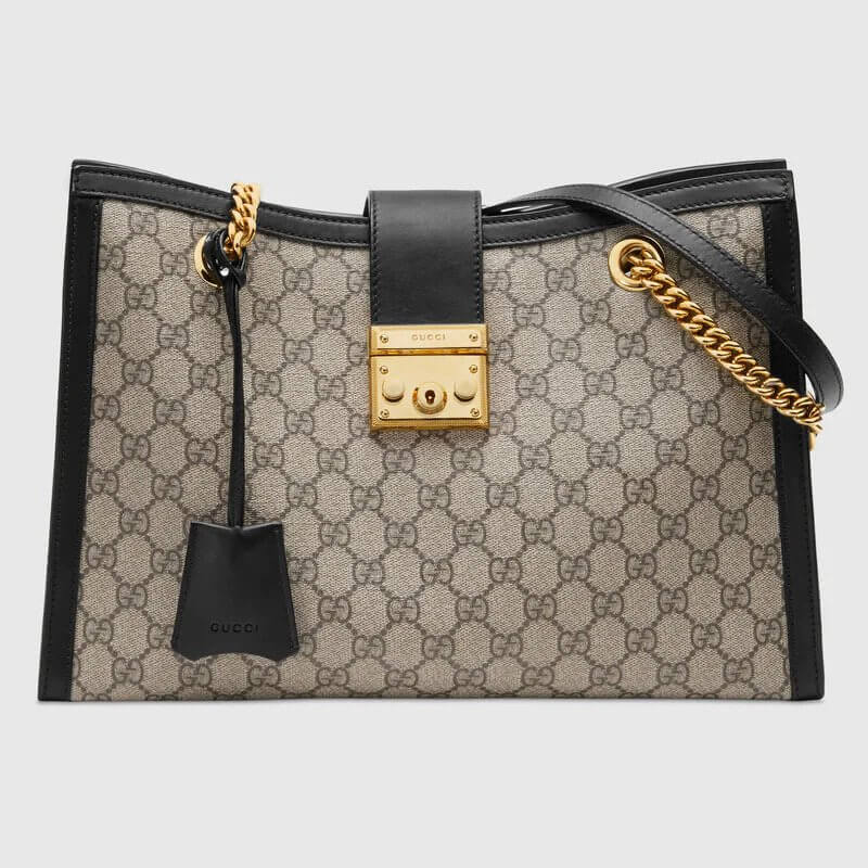 GG Supreme Padlock Medium Shoulder Bag With Black Details | G*G® US