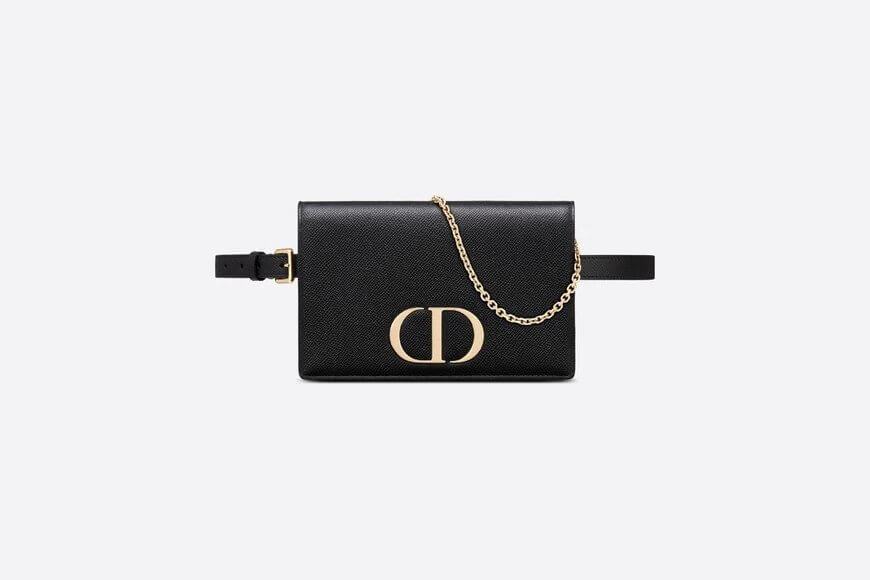 2-in-1 30 Montaigne Pouch Black Grained Calfskin