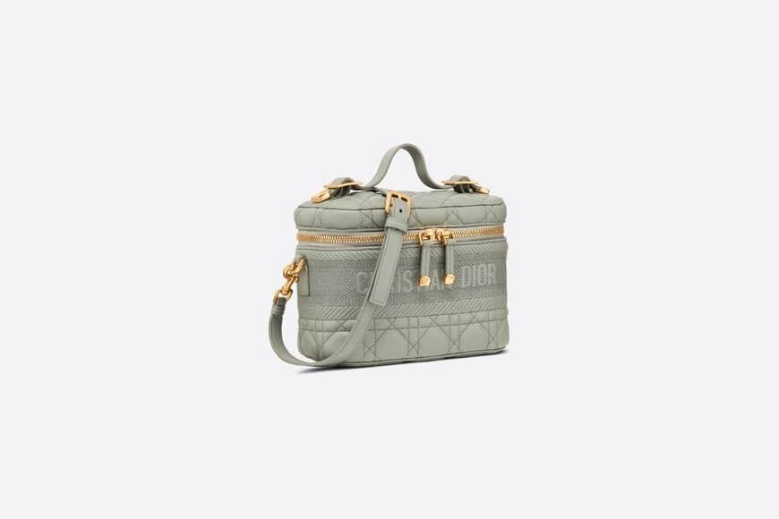 Small Di**rTravel Vanity Case Gray Cannage Lambskin