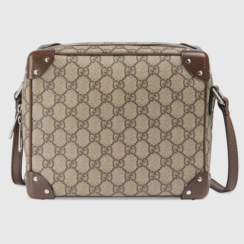 GG shoulder bag with leather details in beige and ebony | G*G® US