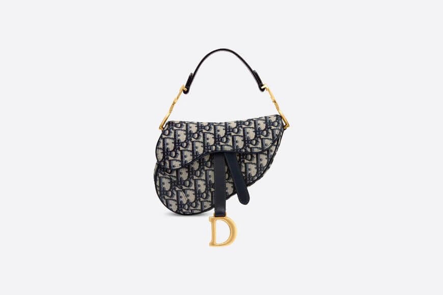 Mini Saddle Bag Blue Di**r Oblique Jacquard