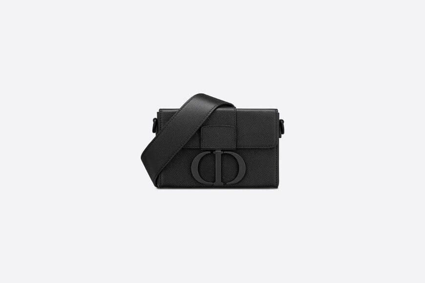 30 Montaigne Box Bag Black Ultramatte Grained Calfskin