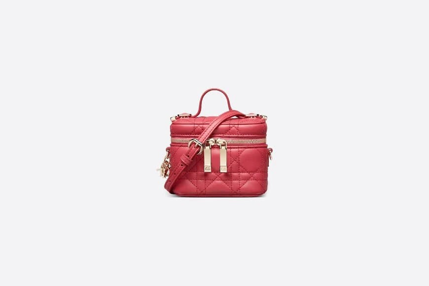 Lady Di**r Micro Vanity Case Strawberry Pink Cannage Lambskin