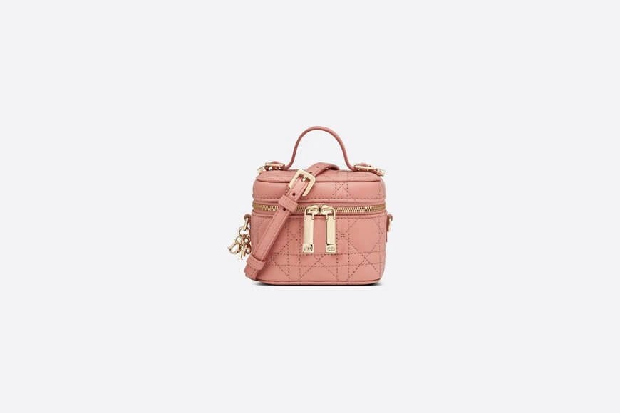 Lady Di**r Micro Vanity Case Dark Nude Cannage Lambskin