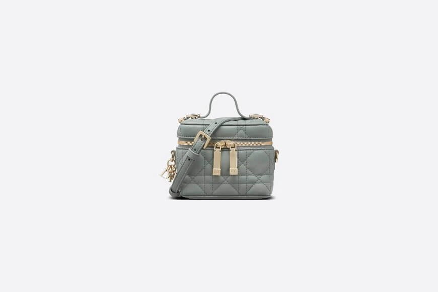 Micro Lady Di**r Vanity Case Gray Cannage Lambskin
