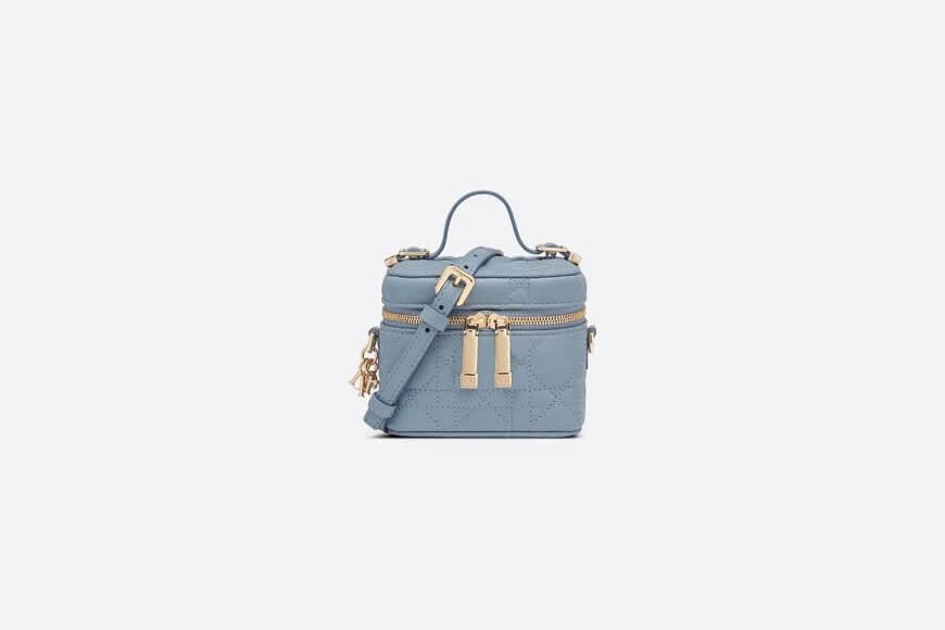 Micro Lady Di**r Vanity Case Cloud Blue Cannage Lambskin