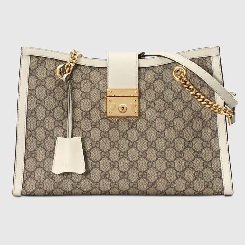 GG Supreme Padlock Medium Shoulder Bag With White Details | G*G® US