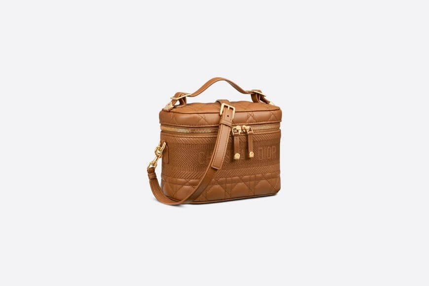 Small Di**rTravel Vanity Case Cognac-Colored Cannage Lambskin