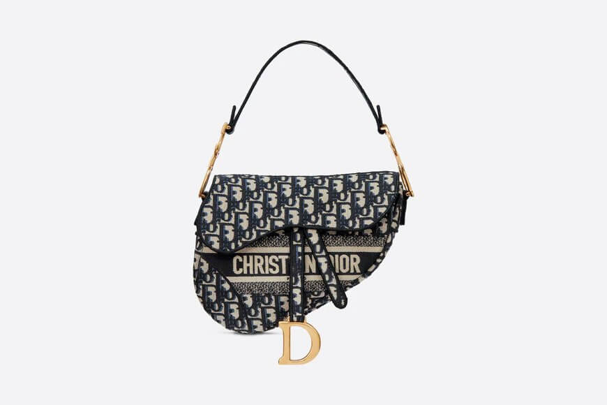 SADDLE BAG Blue Di**r Oblique Embroidery