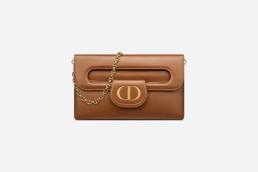 Medium Di**rDouble Bag Cognac-Colored Smooth Calfskin