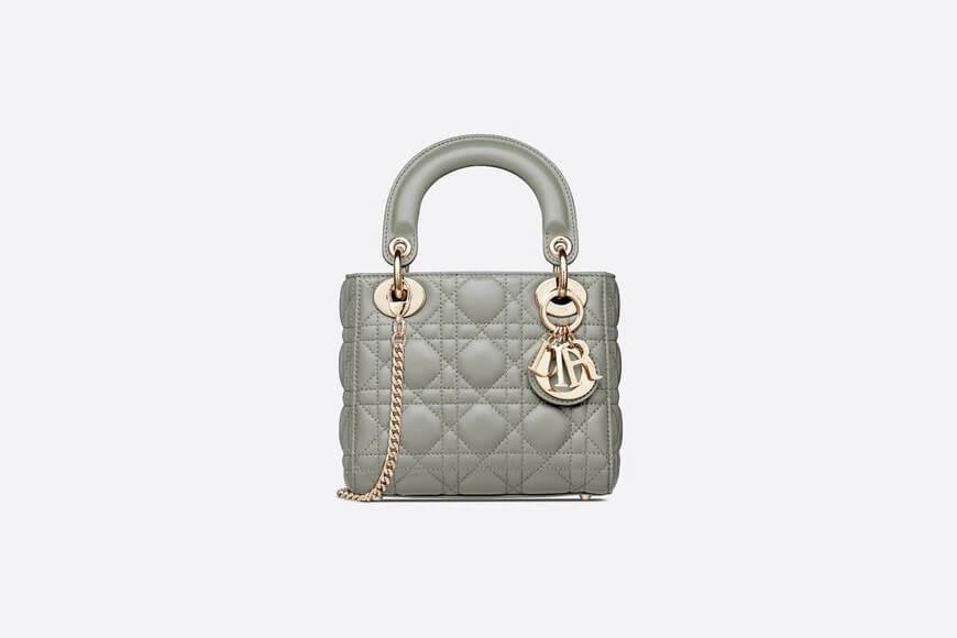 Mini Lady Di**r Bag Gray Cannage Lambskin
