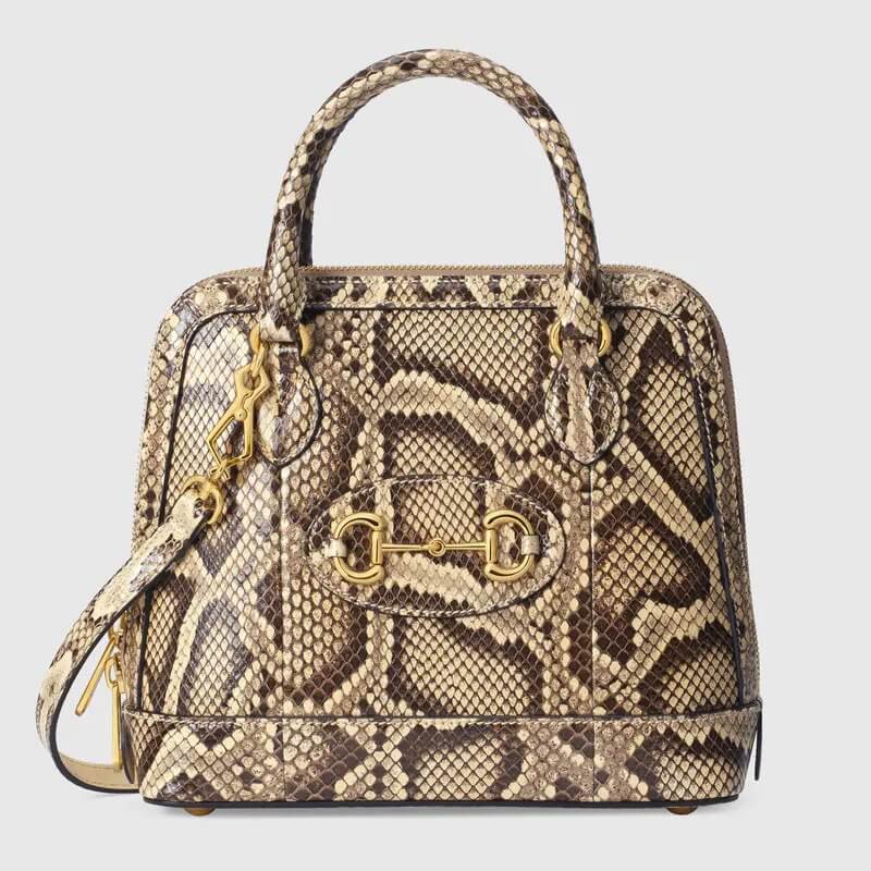 G*G Horsebit 1955 python small top handle bag in natural color | G*G® US