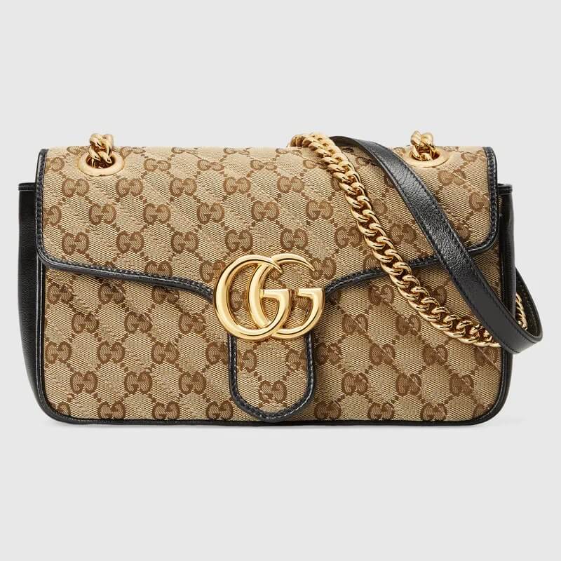 Beige / Ebony GG Canvas Marmont Small Shoulder Bag | G*G® US