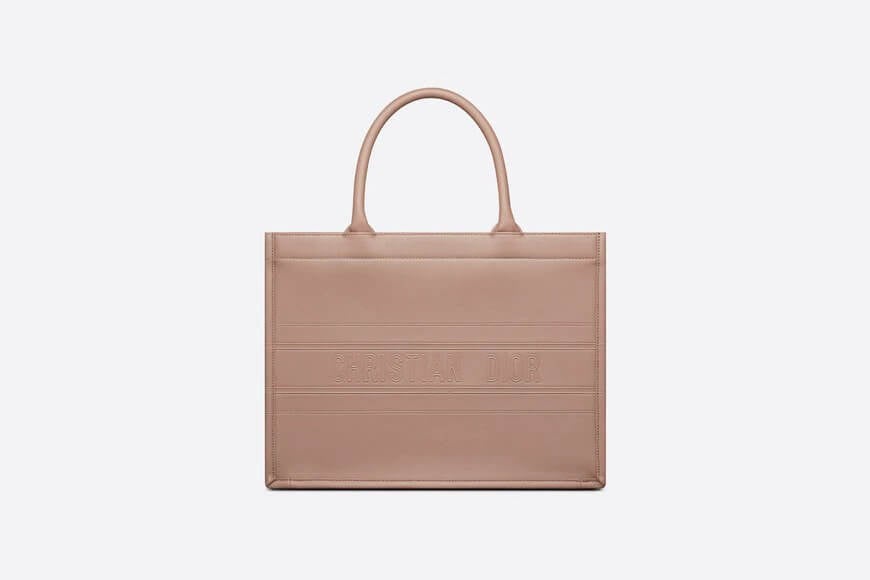 Small Di**r Book Tote Warm Taupe Calfskin
