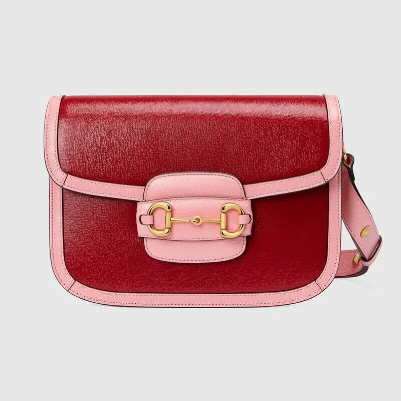 G*G Horsebit 1955 small shoulder bag in red and pink leather | G*G® US