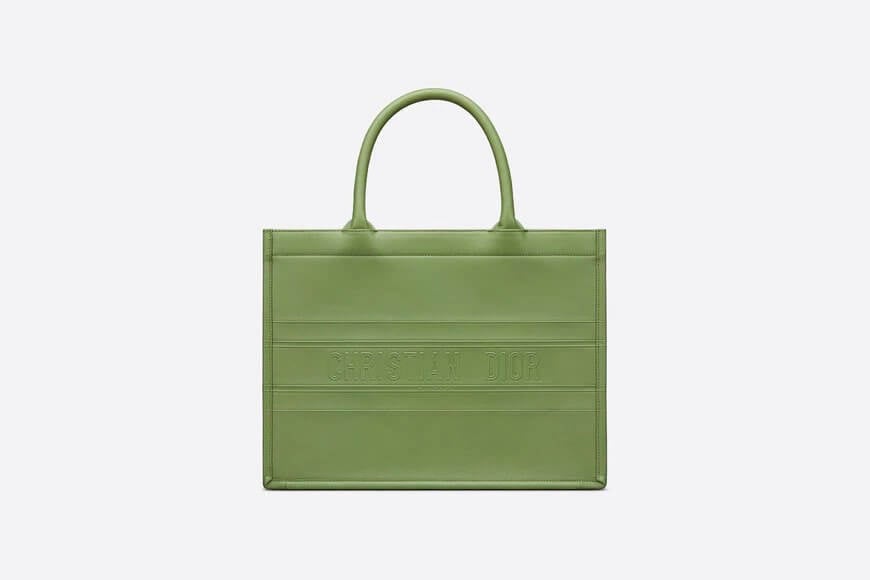 Small Di**r Book Tote Willow Green Calfskin