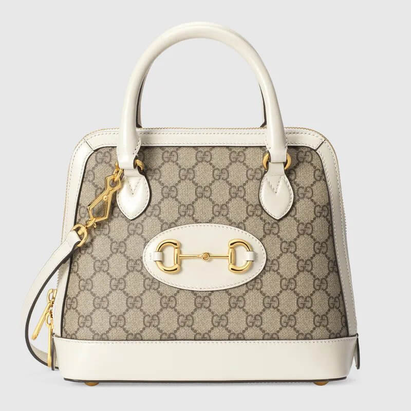 G*G Horsebit 1955 small top handle bag in GG Supreme/white leather | G*G® US