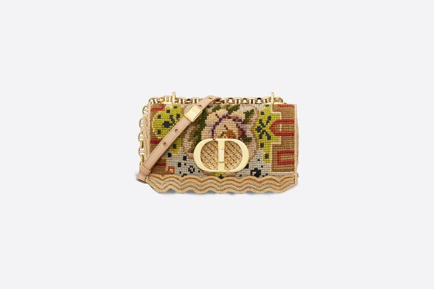 Small Di**r Caro Bag Multicolor Cross-Stitch Embroidery