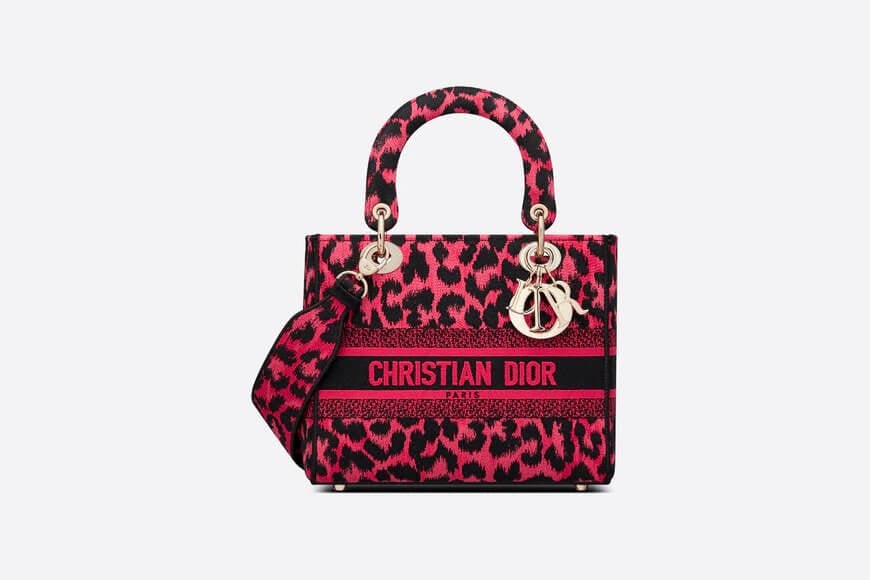 Medium Lady D-Lite Bag Raspberry Pop Mizza Embroidery