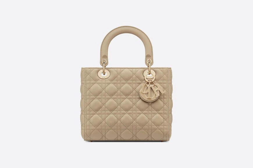 Medium Lady Di**r Bag Beige Cannage Lambskin