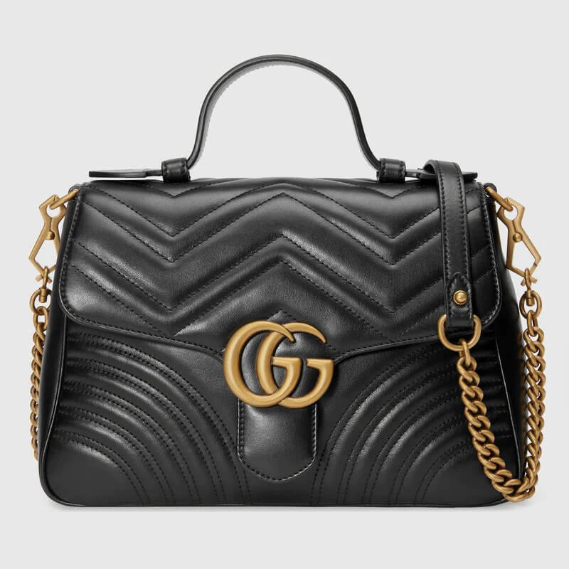 Black Leather GG Marmont Small Top Handle Bag | G*G® US