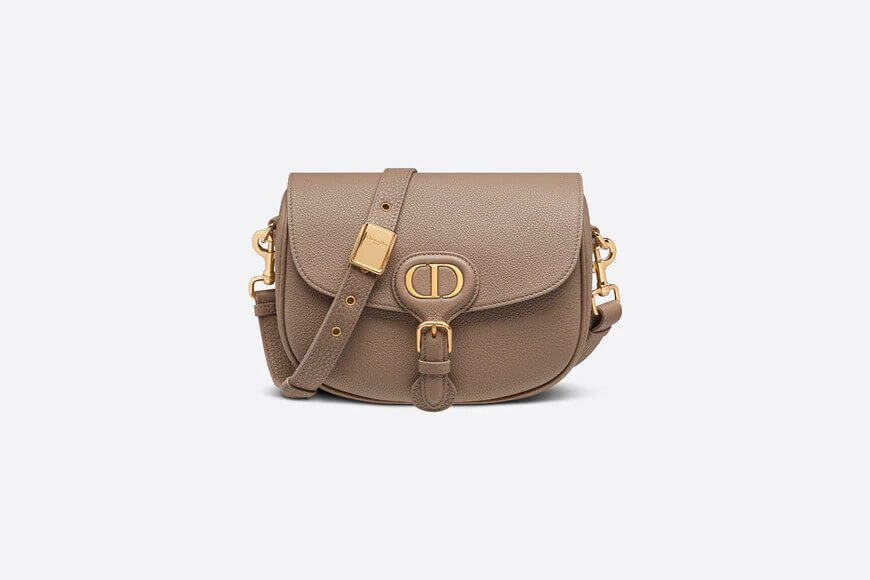 Medium Di**r Bobby Bag Warm Taupe Grained Calfskin