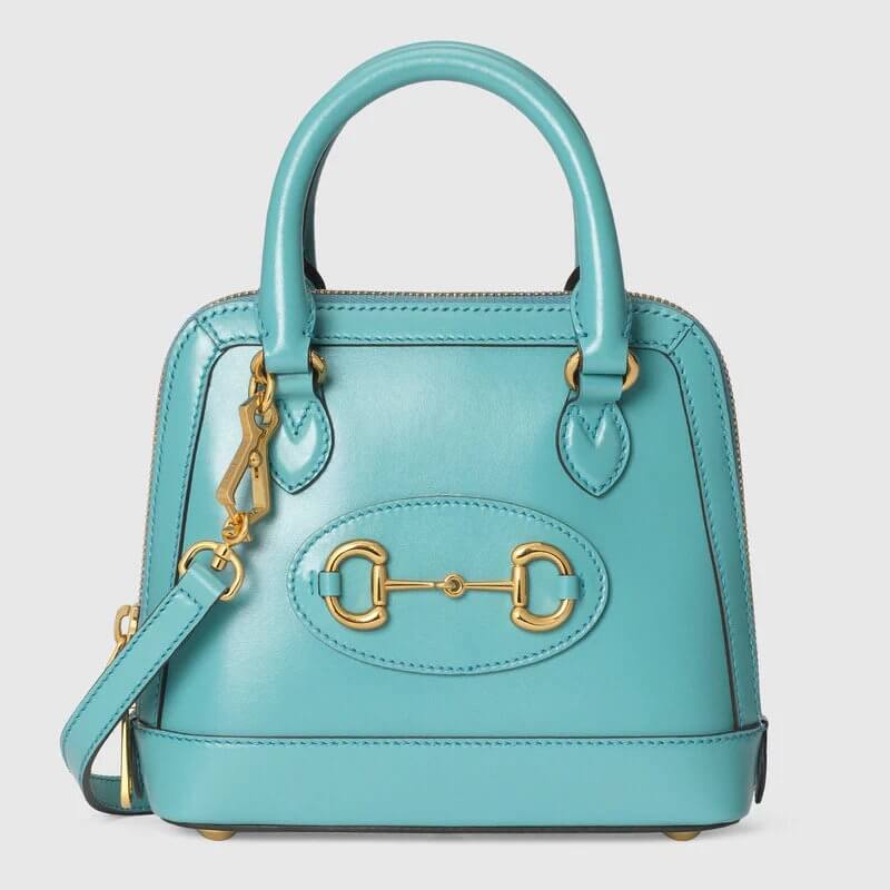 G*G Horsebit 1955 mini top handle bag in light blue leather | G*G® US