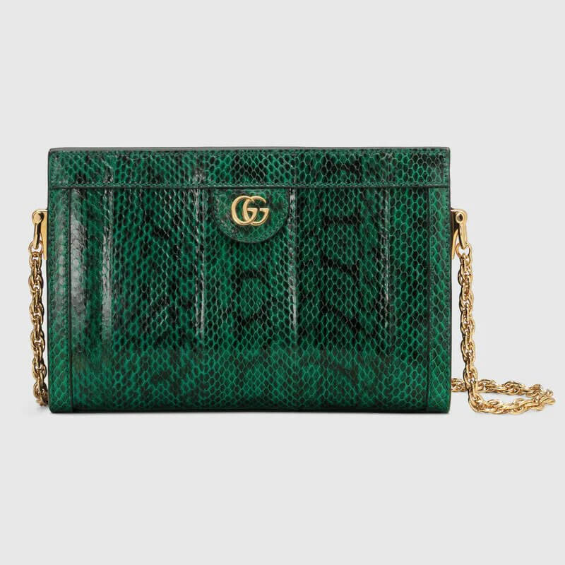 Emerald Snakeskin Ophidia Small Shoulder Bag | G*G® US