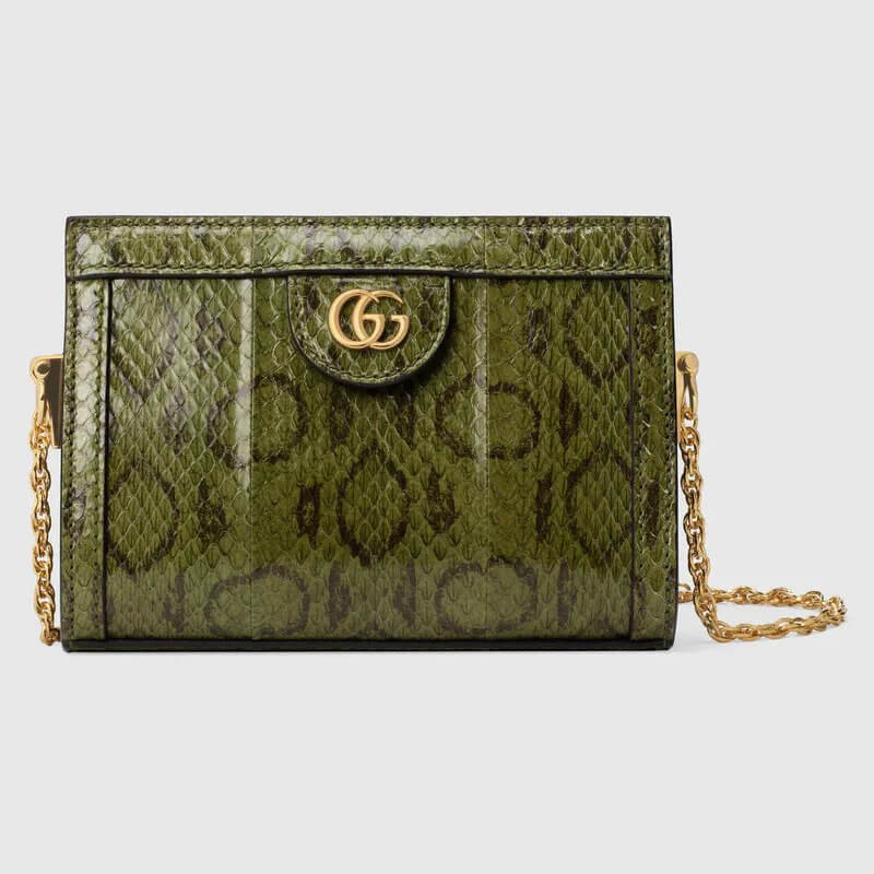 Ophidia snakeskin mini shoulder bag in green viper printed snakeskin | G*G® US