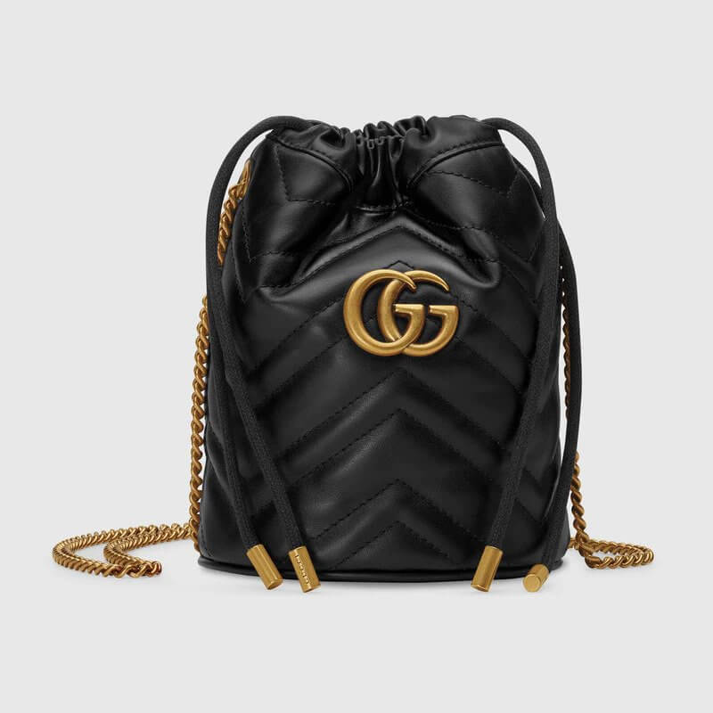 Black Leather GG Marmont Mini Bucket Bag | G*G® US