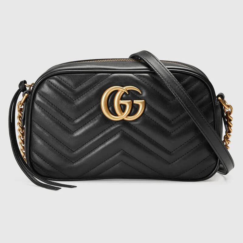 Black Leather GG Marmont Small Matelassé Shoulder Bag | G*G® US