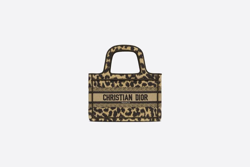 Mini Di**r Book Tote Beige Multicolor Mizza Embroidery