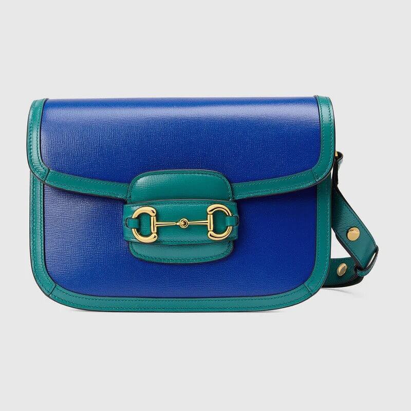 G*G Horsebit 1955 small shoulder bag in blue and turquoise leather  | G*G® US