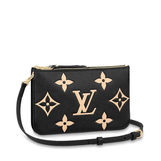 Double Zip Pochette Bicolor Monogram Empreinte Leather in Black - Small Leather Goods M80787 | L*V