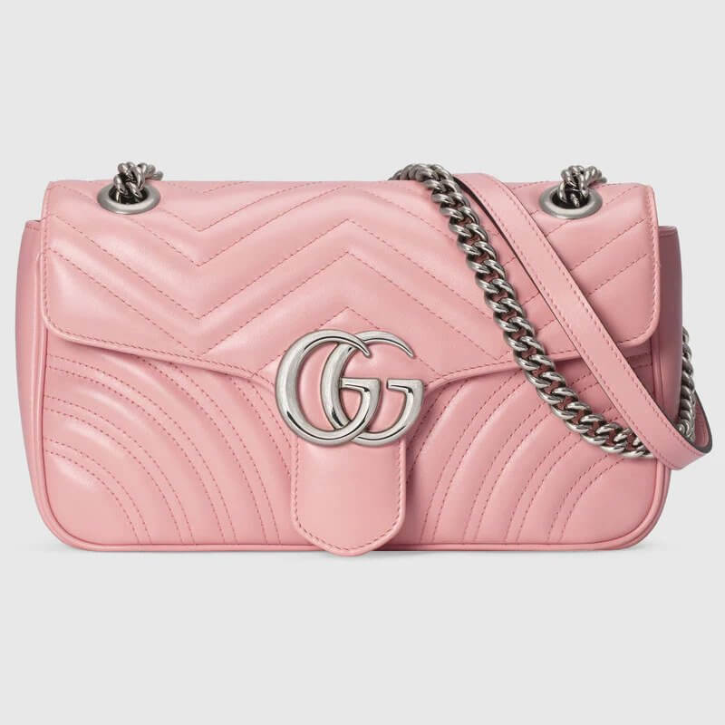 GG Marmont small shoulder bag in pastel pink leather | G*G® US