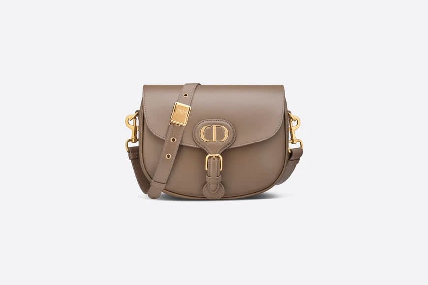 Medium Di**r Bobby Bag Warm Taupe Box Calfskin