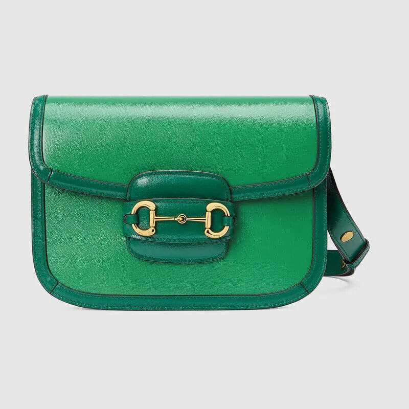 G*G Horsebit 1955 small shoulder bag in green and emerald leather | G*G® US