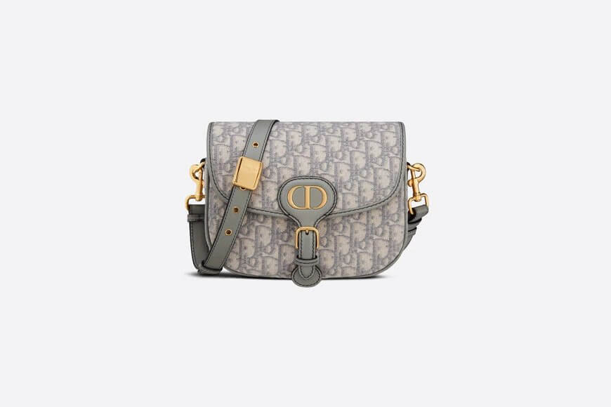 Medium Di**r Bobby Bag Gray Di**r Oblique Jacquard