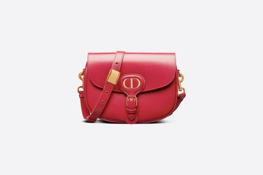 Medium Di**r Bobby Bag Raspberry Box Calfskin
