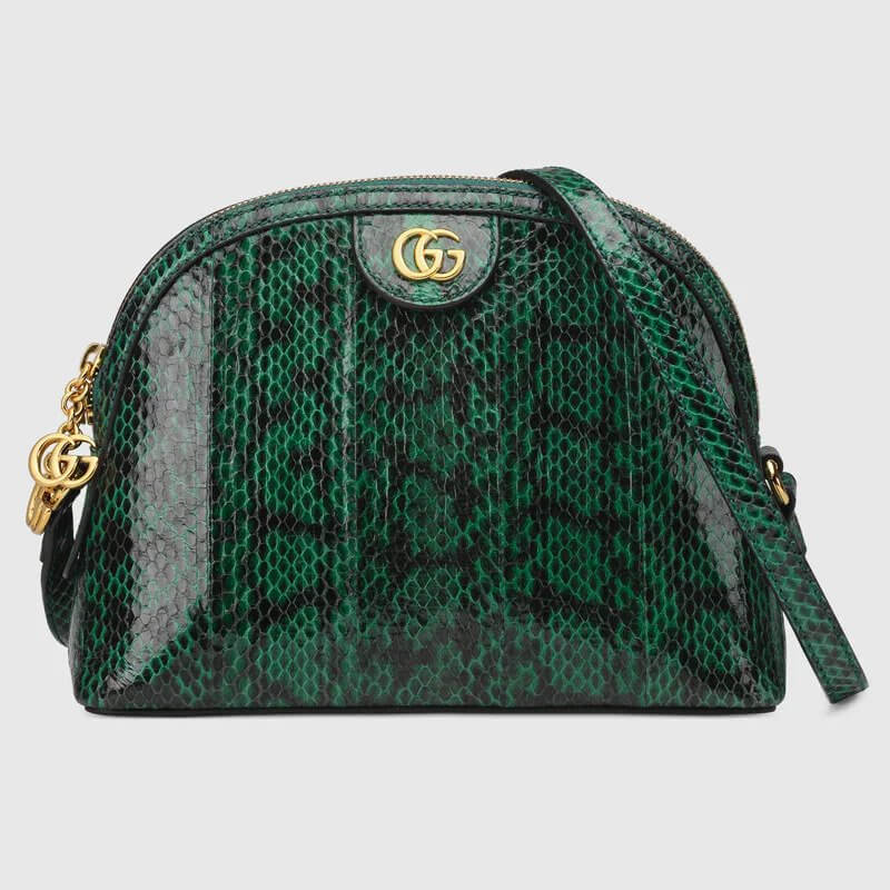 Ophidia small snakeskin shoulder bag in emerald snakeskin | G*G® US
