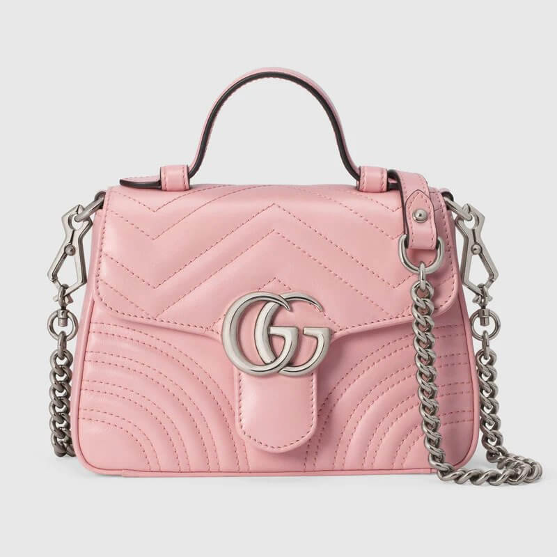 GG Marmont mini top handle bag in pastel pink leather | G*G® U
