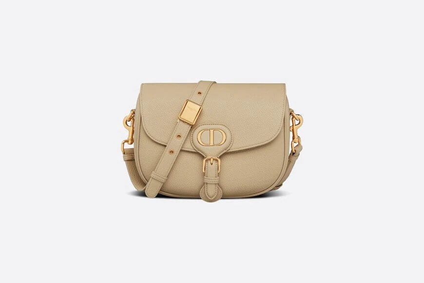 Medium Di**r Bobby Bag Beige Grained Calfskin