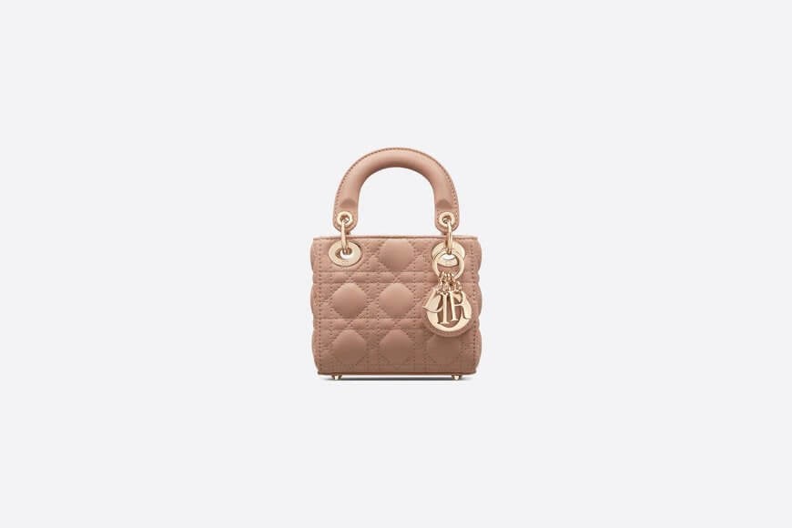 Micro Lady Di**r Bag Rose Des Vents Cannage Lambskin